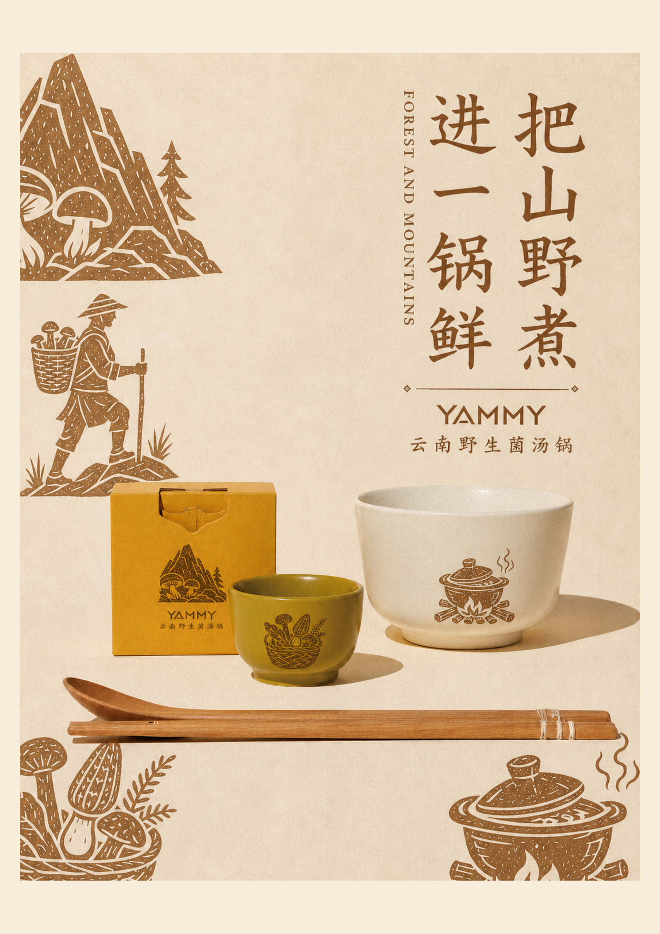 菌汤锅菜单与品牌印刷品