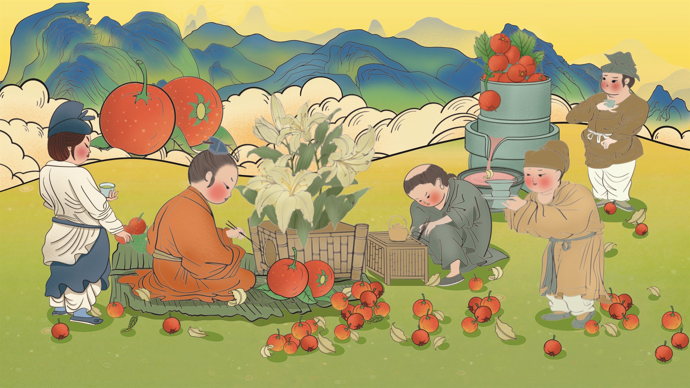 山楂百合茶主题完整插画