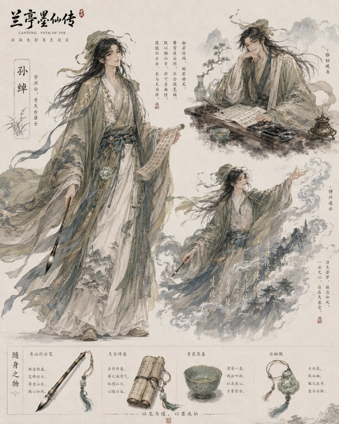 兰亭墨仙传孙绰角色概念设定